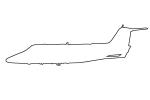 Learjet outline, line drawing, Gates Learjet-55, shape, TAGV08P11_06O