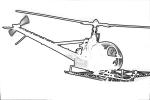 Hiller UH-12 Line Drawing, outline, TAHV01P12_18O