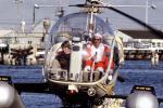 Santa Claus Delivering Presents, N9763Z, Bell 47G-2, pontoons, floats, San Pedro, 1978, 1970s