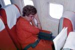 Sleeping Passenger, Woman, Seat, Seating, Window, May 1966, 1960s, TAIV02P05_09