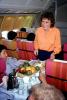 Stewardess, Hostess, Airplane Food Tray Cart, Fruit, Drinks, Smiles, Serving, Flight Attendant, Cabin Crew, November 1986, 1980s, TAIV02P06_18