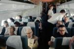 Boeing 707 interior, flight to SFO, men, women, July 1964, 1960s, TAIV02P08_17