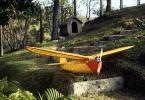 Balsa Wood airplane, backyard, 1950s