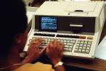 Hewlett Packard HP-85 Desktop Computer, Hand on Keyboard, 80 Series, 18 October 1982, 1980s, TECV01P05_05