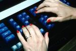 Keyboard, Monitor, Hand on Keyboard, Control Data Lottery ticket computer, old CRT, TECV02P03_18