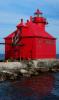 Sturgeon Bay Ship Canal Pierhead Lighthouse, Door County, Green Bay Peninsula, Wisconsin, Lake Michigan, Great Lake, Panorama, TLHD01_079B