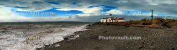 West Point Lighthouse, Puget Sound, near Seattle, Washington State, West Coast, Pacific, Panorama, TLHD04_218