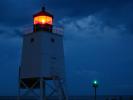 Charlevoix South Pier Lighthouse, Pine River, Lake Michigan, Great Lakes, Twilight, Dusk, Dawn, TLHD06_090