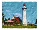 Seul Choix Pointe Lighthouse, Lake Michigan, Great Lakes, Paintography, TLHD06_113D