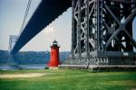 Little Red Lighthouse, George Washington Bridge, Manhattan, New York City, Jeffrey's Hook Lighthouse, Hudson River, East Coast, Eastern Seaboard, Atlantic Ocean, TLHV02P14_17