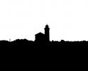 Coquille River Lighthouse silhouette, Bullard's Beach State Park, Bandon, Oregon, West Coast, Pacific Ocean, logo, shape, TLHV03P07_11M