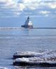 Manitowoc Breakwater Lighthouse, Wisconsin, Lake Michigan, Great Lakes, north breakwater, harbor, ice, snow, cold, clouds, TLHV03P15_11