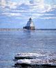 Manitowoc Breakwater Lighthouse, Wisconsin, Lake Michigan, Great Lakes, north breakwater, harbor, ice, snow, cold, clouds, TLHV03P15_12C