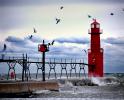 northern pier, Ahnapee River, Algoma Pierhead Lighthouse, Wisconsin, Lake Michigan, Great Lakes, TLHV04P01_17