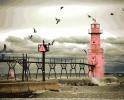 Algoma Pierhead Lighthouse, Wisconsin, Lake Michigan, Great Lakes, northern pier, Ahnapee River, Paintography