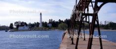 Sturgeon Bay Ship Canal Pierhead Lighthouse, Door County, Green Bay Peninsula, Wisconsin, Lake Michigan, Great Lake, Panorama, TLHV04P06_10B