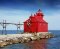Sturgeon Bay Ship Canal Pierhead Lighthouse, Door County, Green Bay Peninsula, Wisconsin, Lake Michigan, Great Lake, TLHV04P06_12