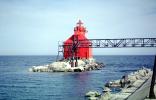 Sturgeon Bay Ship Canal Pierhead Lighthouse, Door County, Green Bay Peninsula, Wisconsin, Lake Michigan, Great Lake, TLHV04P06_18