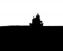Oswego West Pierhead Lighthouse silhouette, Lake Ontario, New York State, Great Lakes, logo, shape, TLHV05P03_15M