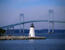 Newport Harbor Lighthouse (Goat Island), Pell Bridge, Rhode Island, Atlantic Ocean, East Coast, Eastern Seaboard, Harbor