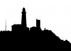 Montauk Point Lighthouse silhouette, Suffolk County, Long Island, New York State, Atlantic Ocean, East Coast, Eastern Seaboard, logo, shape, TLHV06P05_11M