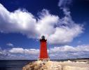 Manistique East Breakwater Lighthouse, Lake Michigan, Great Lakes, Clouds, TLHV07P02_03
