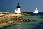 Brant Point Lighthouse, Beach, Rocks, Nantucket, Massachusetts, East Coast, Eastern Seaboard, Atlantic Ocean, 1950s, TLHV07P13_11B
