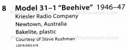 Kriesler Radio Company Model 31-1 Beehive, 1946, TMRD01_049