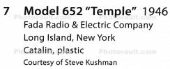 Fada Model 652 Temple radio, 1946, TMRD01_068