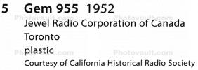 Jewel Radio Gem 955, 1952