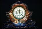 Ornate Clock, flower, morning glories, Round, Circular, Circle