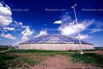 Geodesic Dome, Digesters, enclosed tanks, Wastewater Residuals, Rapid City, South Dakota, Cumulus Clouds, TOSV01P03_02