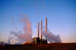 Billowing Smoke, Pollution, Navajo Coal Power Generating Station, Plant, Arizona, Smoke, ash, smokestacks, powerplant, TPFV01P05_01.1716