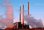 Billowing Smoke, Pollution, Navajo Coal Power Generating Station, Plant, Arizona, Smoke, ash, smokestacks, powerplant, TPFV01P05_01B.1716