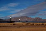 Ivanpah Solar Electric Generating System, facility, Boiler Towers, surrounded by sun-tracking mirrors, San Bernardino County, California, Mojave Desert, 2016, TPSD01_005