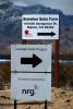 sign, signage, Ivanpah Solar Electric Generating System, facility, San Bernardino County, California, Mojave Desert, 2016, NRG Energy