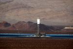 Ivanpah Solar Electric Generating System, facility, Boiler Tower, surrounded by sun-tracking mirrors, San Bernardino County, California, Mojave Desert, 2016