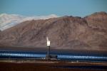 Ivanpah Solar Electric Generating System, facility, Boiler Tower, surrounded by sun-tracking mirrors, San Bernardino County, California, Mojave Desert, 2016, TPSD01_020