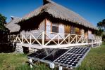 Photovoltaic Solar Cells, Thatched Roof House, home, dwelling unit, porch, Sod