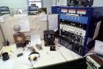 Switches, dials, rack, telegraph key, clock, Ham Radio Station