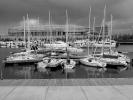 Burnham Harbor, Docks, Boats, Marina, Soldier Field, Chicago, TSCD01_002BW