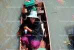 Boat market, woman, hat, outboard motor, Bangkok, TSCV03P07_12.2023