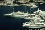 Aristotle Onassis Yacht, Christina, Harbor, Docks, Monte Carlo, Port of Monaco, Mediterranean Sea, 1958, 1950s, TSCV08P04_16