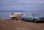 Ford Fairlane Station Wagon, Boat Trailer, Girl, lake, lifevest, 1960s, TSCV08P04_18