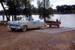 Ford Fairlane, towing, Boat Trailer, lake, cabriolet, convertible, 1950s, TSCV08P05_02