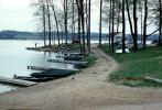 Campsite, Docks, Boats, dirt road, Lake, cars, 1950s, TSCV08P05_03