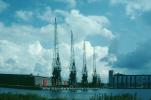 Cranes, docks, silo, harbor, clouds, Amsterdam