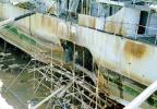 Hole in the Hull, scaffolding, USS Burton Mine Damage, Yokosuka Japan, TSDV01P07_16