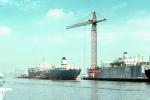 Dock, crane, tugboats, drydock, Norfolk Harbor, Virginia