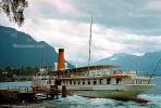 La Suissa at Chillon, Sidewheel Steam Ship, Dock, Chillon, Vaud, Lake Geneva
